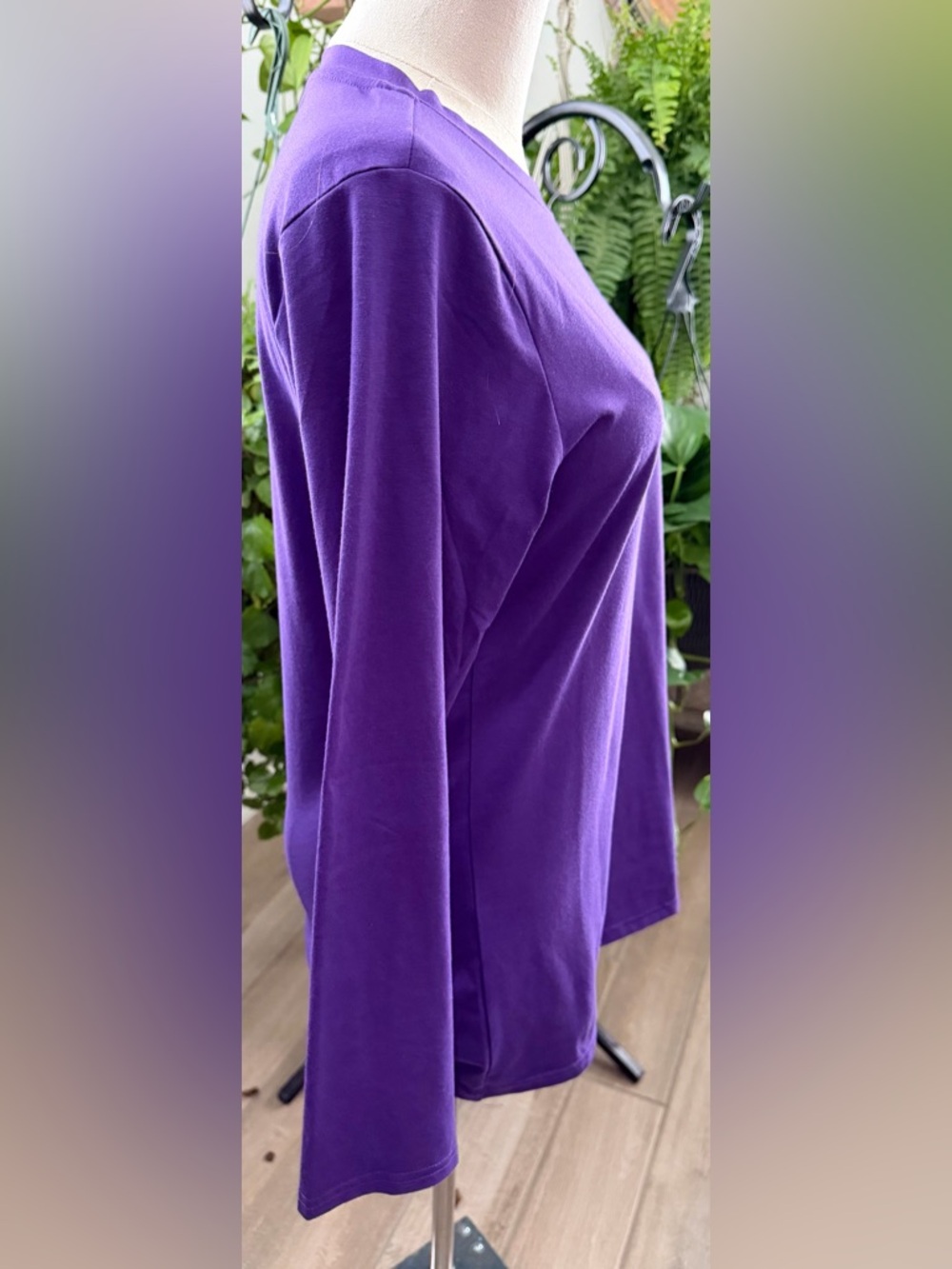 Women's Long-Sleeve Crewneck Tee in Purple - Picture 2 of 6